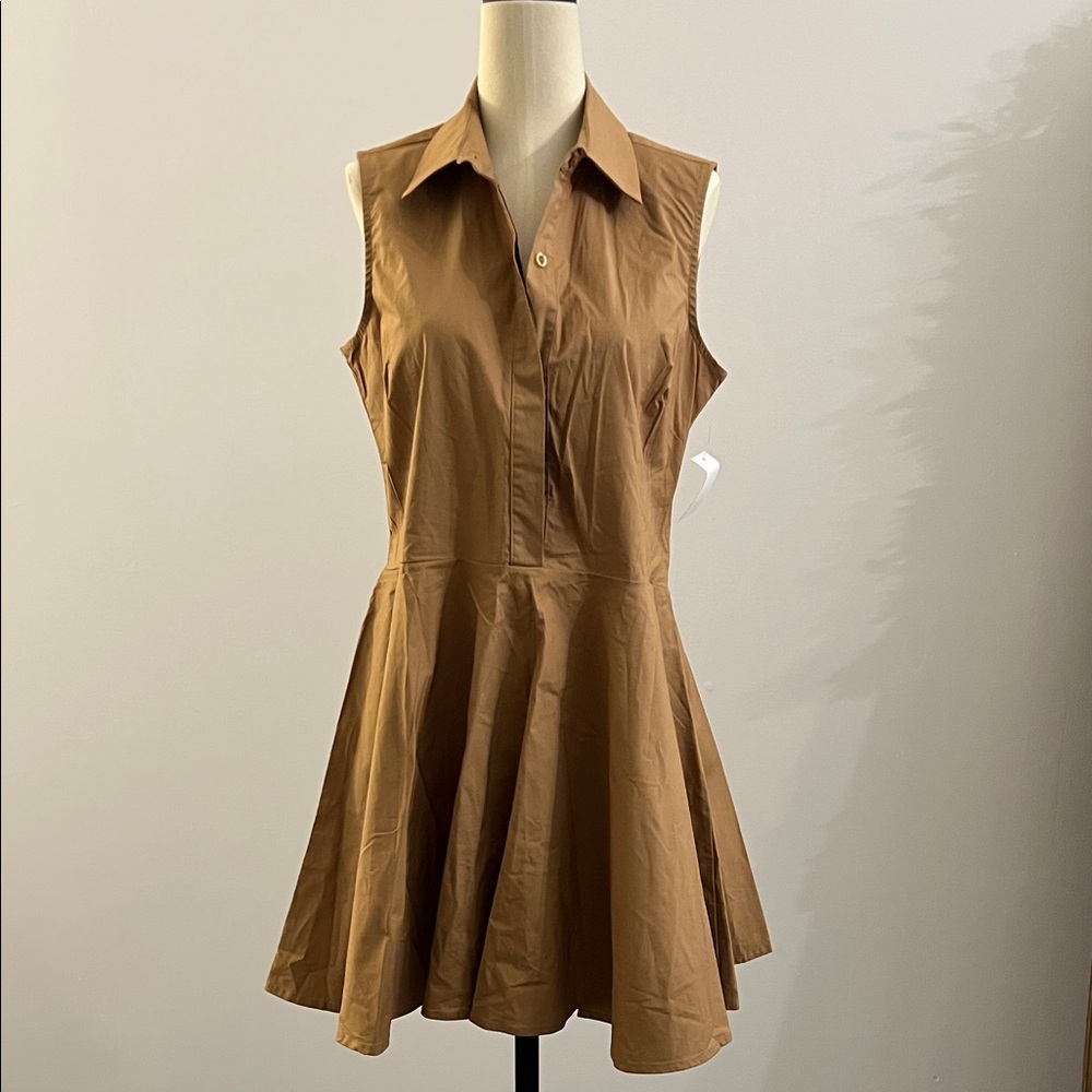 Beige Kahki Sleeveless Collared Dress